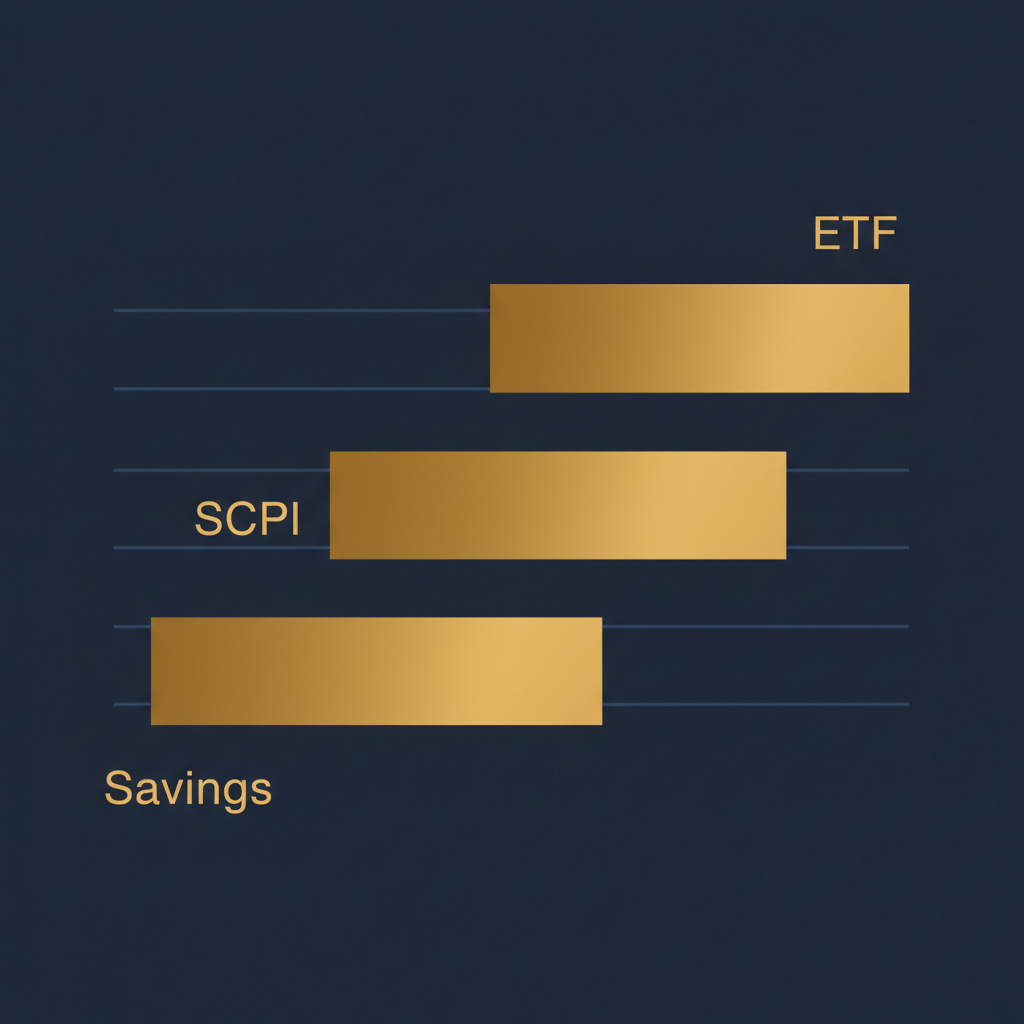 Comparaison rendements placements ETF SCPI livret épargne